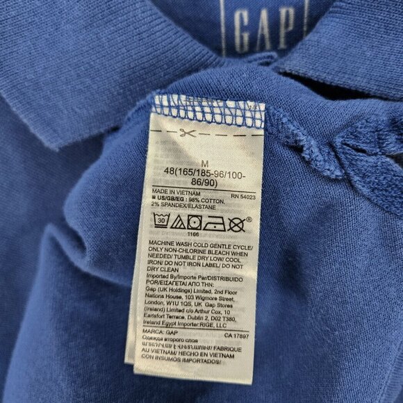 Gap All Day Pique Polo Shirt Golf Blue Outdoor Short Sleeve Men's Size M Casual - Picture 8 of 10